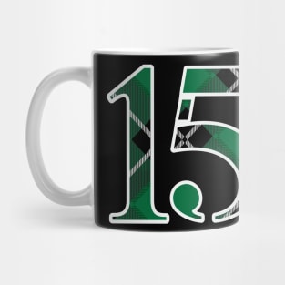 15 Sports Jersey Number Green Black Flannel Mug